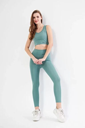 Livizmir Moda Dalgıç Croplu Taytlı Takım - Buz Mavisi