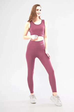 Livizmir Moda Dalgıç Croplu Taytlı Takım - Mor