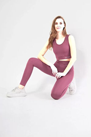 Livizmir Moda Dalgıç Croplu Taytlı Takım - Mor