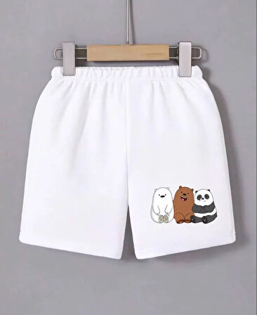 Livizmir Moda Beli Lastikli Baskılı Mini Şort - Beyaz