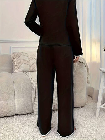 Livizmir Moda Kadın Uzun Kollu V Yaka Viskonikili Takım