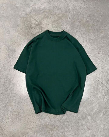 Livizmir Moda Unisex Basic Bisiklet Yaka Oversize T-Shirt - Haki