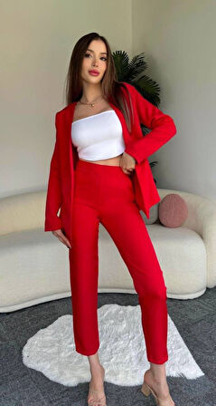 Livizmir Moda Kadın Atlas Kumaş Ceket Pantolon Takım