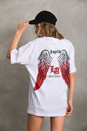 Livizmir Moda Unisex Baskılı Oversize T-Shirt - Beyaz