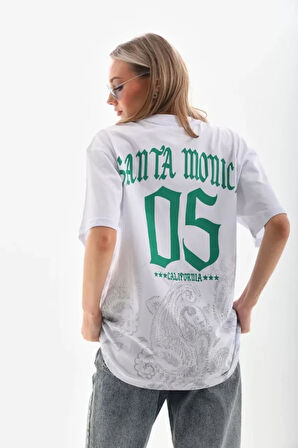 Livizmir Moda Unisex Baskılı Oversize T-Shirt - Beyaz