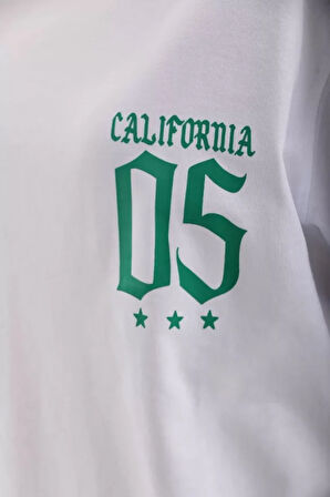 Livizmir Moda Unisex Baskılı Oversize T-Shirt - Beyaz