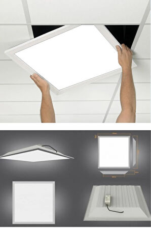 60x60 Led Panel, Gerçek 45watt, Sıva Altı Taş Yünü Asma Tavan Için Uygundur, 6500kelvin Beyaz Renk