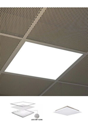 T24 Line In-60cm X60cm Sıva Altı Led Panel, Taş Yünü Asma Tavan Led , Beyaz Işık, Kare Backlight