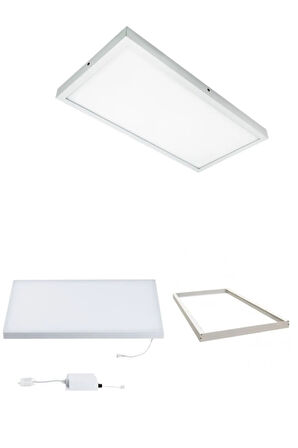 60cmx120 Led Panel, Slim Sıva Üstü Led Panel, 72watt Led Aydınlatma, 6500k- Beyaz Işık, Tavana Model