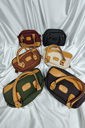 Kadın Çantası, Fermuaralı, Elde ve Omuz Askılı, Kahverengi