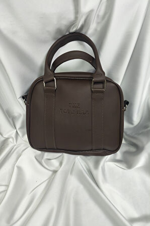 TOTE BAG Çanta, Fermuaralı, Elde ve Omuz Askılı, Kahverengi