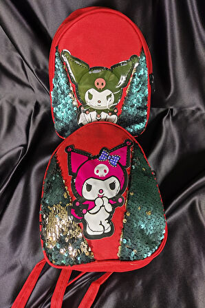 KUROMI Çocuk Sırt Çantası Kırmızı, Pullu