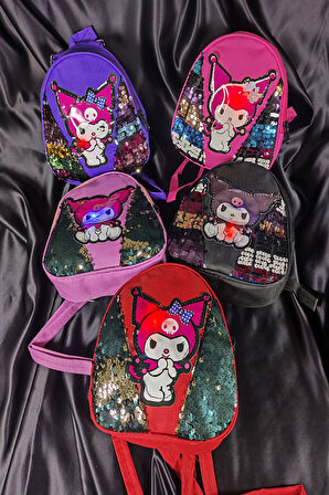 KUROMI Çocuk Sırt Çantası Kırmızı, Pullu