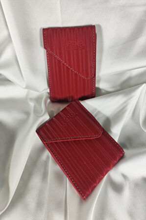 Kırmızı Kadın Cüzdanı Çıtçıtlı Kapaklı, İçten Fermuarlı, Kartlık Bölmeli