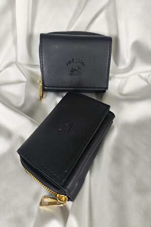 Siyah Kadın Cüzdanı Çıtçıtlı Kapaklı, İçten Fermuarlı, Kartlık Bölmeli