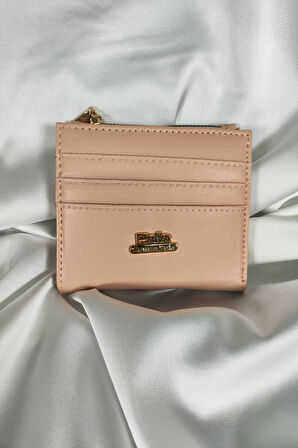 Armalı Pudra - Pembe Kadın Cüzdanı Çıtçıtlı Kapaklı, İçten Fermuarlı, Kartlık Bölmeli