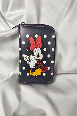 MINNIE MOUSE Çocuk ve Genç Cüzdanı, Fermuarlı, Kartlık Bölmeli Bozuk Para Gözlü