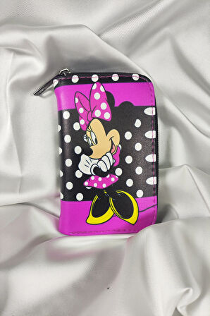 MINNIE MOUSE Çocuk ve Genç Cüzdanı, Fermuarlı, Kartlık Bölmeli Bozuk Para Gözlü