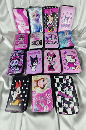 MINNIE MOUSE Çocuk ve Genç Cüzdanı, Fermuarlı, Kartlık Bölmeli Bozuk Para Gözlü