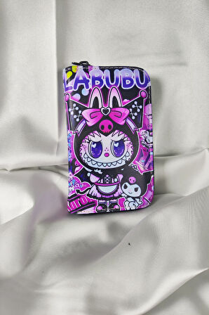 KUROMI Çocuk ve Genç Cüzdanı, Fermuarlı, Kartlık Bölmeli Bozuk Para Gözlü