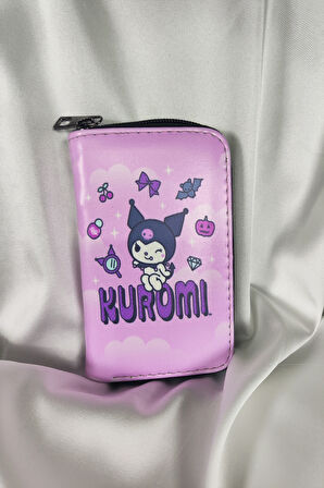 KUROMI Çocuk ve Genç Cüzdanı, Fermuarlı, Kartlık Bölmeli Bozuk Para Gözlü