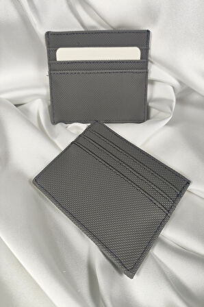 Unisex Kartlık Gri, 1. Sınıf Vinlex Deri, 7 Tane Kart Koyma Cepli