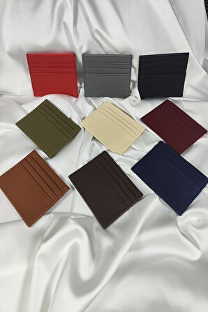 Unisex Kartlık Gri, 1. Sınıf Vinlex Deri, 7 Tane Kart Koyma Cepli