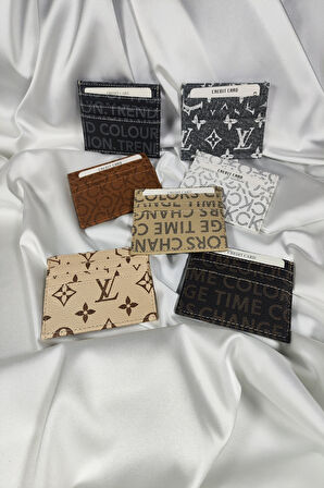 Unisex Kartlık Louise Vuitton Desenli, 1. Sınıf Vinlex Deri, 7 Tane Kart Koyma Cepli