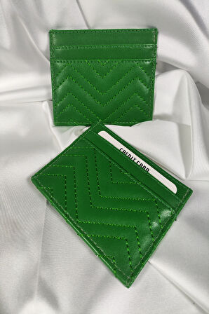Unisex Kartlık Zümrüt Yeşili, 1. Sınıf Vinlex Deri, 7 Tane Kart Koyma Cepli