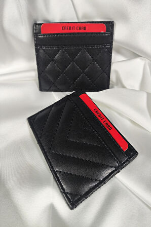 Unisex Kartlık Siyah, 1. Sınıf Vinlex Deri, 7 Tane Kart Koyma Cepli