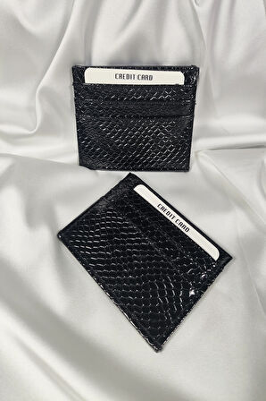 Kadın Kartlık Parlak Siyah, 1. Sınıf Vinlex Deri, 7 Tane Kart Koyma Cepli