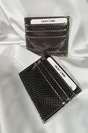 Kadın Kartlık Parlak Antrasit, 1. Sınıf Vinlex Deri, 7 Tane Kart Koyma Cepli