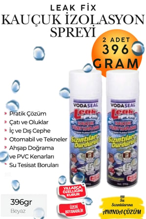 2 Adet 396 gr Beyaz Su Yalıtım Sızdırmaz Geçirmez İzolasyon Kauçuk Spreyi Çatı Oluk, Banyo, Boru, Teras ve Duvar Sızıntı Önleyici Kaplama Sprey Çatlak Kapatıcı Nem, Rutubet ve Su Kaçağı Tamir Sıvısı