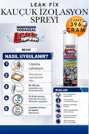396 gr Beyaz Su Yalıtım Sızdırmaz Geçirmez İzolasyon Kauçuk Spreyi Çatı Oluk, Banyo, Boru, Teras ve Duvar Sızıntı Önleyici Kaplama Sprey Çatlak Kapatıcı Nem, Rutubet ve Su Kaçağı Tamir Sıvı Kauçuk