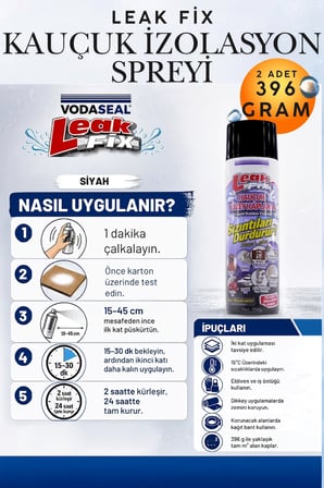 2 Adet 396 gr Siyah Su Yalıtım Sızdırmaz Geçirmez İzolasyon Kauçuk Spreyi Çatı Oluk, Banyo, Boru, Teras ve Duvar Sızıntı Önleyici Kaplama Sprey Çatlak Kapatıcı Nem, Rutubet ve Su Kaçağı Tamir Sıvısı