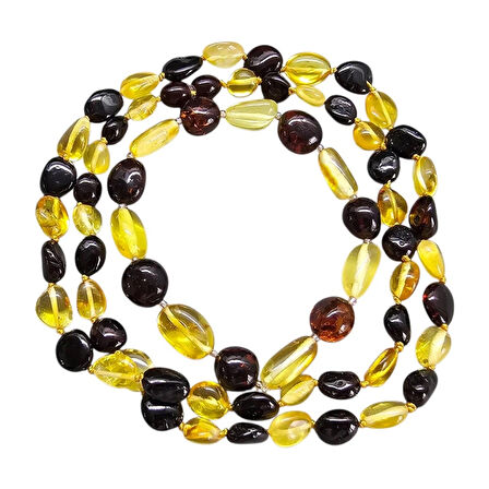Damla Kehribar Kolye - Bileklik Set Lt1346