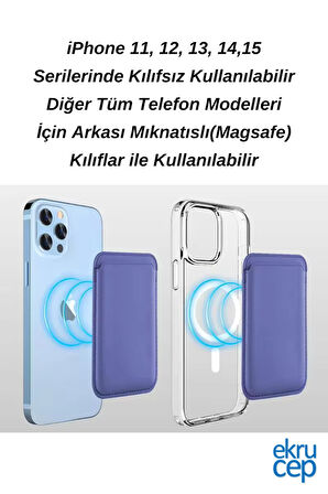 iPhone 11-12-13-14-15-16-17 Serileri ile Uyumlu Magsafe Özellikli Mıknatıslı Kartlık Deri Magsafe Cüzdan Kartlık