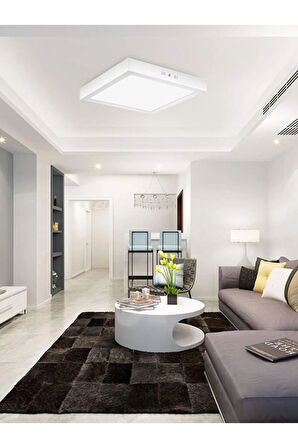 60x60 Sıva Üstü 60watt Led Panel, Beyaz Işık 6500k- Beyaz Çerçeve, Homojen Aydınlatma, 60cm X 60cm