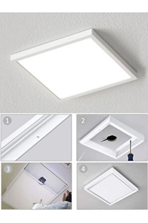 60x60 Sıva Üstü 60 Watt Led Panel, Beyaz Işık 6500k- Beyaz Çerçeve, Homojen Aydınlatma, 60cm X 60cm