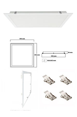 Gömme Led Armatur, Alçıpen Tavan 60x60 Led Panel, Sıva Üstü 60watt Led Panel, Beyaz Işık 6500k-beyaz