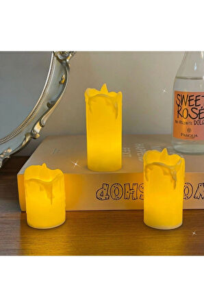 Romantik Atmosfer İçin Dekoratif Led Mum – Alev Efektli, 3’lü Paket