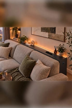 1. Sınıf Antrasit MDF AuraTech LED’li Koltuk Arkası Dresuar Prizli Şarjlı Raf Konsol 150x80x12
