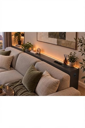 1. Sınıf Antrasit MDF AuraTech LED’li Koltuk Arkası Dresuar Prizli Şarjlı Raf Konsol 180x80x12