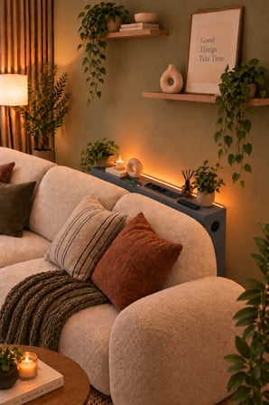 1. Sınıf Antrasit MDF AuraTech LED’li Koltuk Arkası Dresuar Prizli Şarjlı Raf Konsol 100x80x12