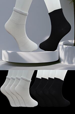 Dikişsiz 8 Çift Düz Orta Konç Spor Çorap 