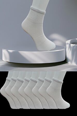 Dikişsiz 8 Çift Düz Orta Konç Spor Çorap 