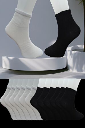 Dikişsiz 12 Çift Düz Orta Konç Spor Çorap 