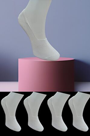 Dikişsiz 4 Çift Penye Görünmez Babet Çorap Slikon Kaydırmaz Bantlı