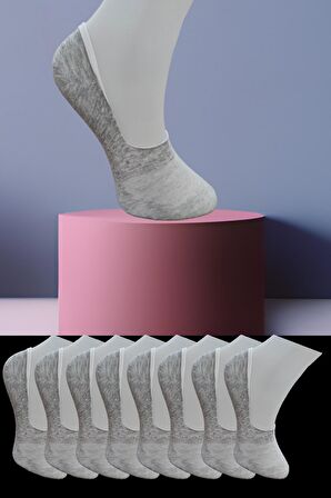 Dikişsiz 8 Çift Penye Görünmez Babet Çorap Slikon Kaydırmaz Bantlı