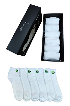 Erkek Bambu Dikişsiz 6 Çift Kısa Patik Çorap Üstü Lacoste Örgü Kaliteli